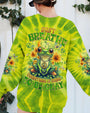 Just Breathe Everything Is Going to Be Okay Green Frog Tie Dye AOP Shirts _7_ 25dMN