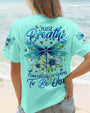 Just Breathe Everything Is Going to Be Okay Inspirational Dragonfly Floral AOP Shirts _1_ ZagoR