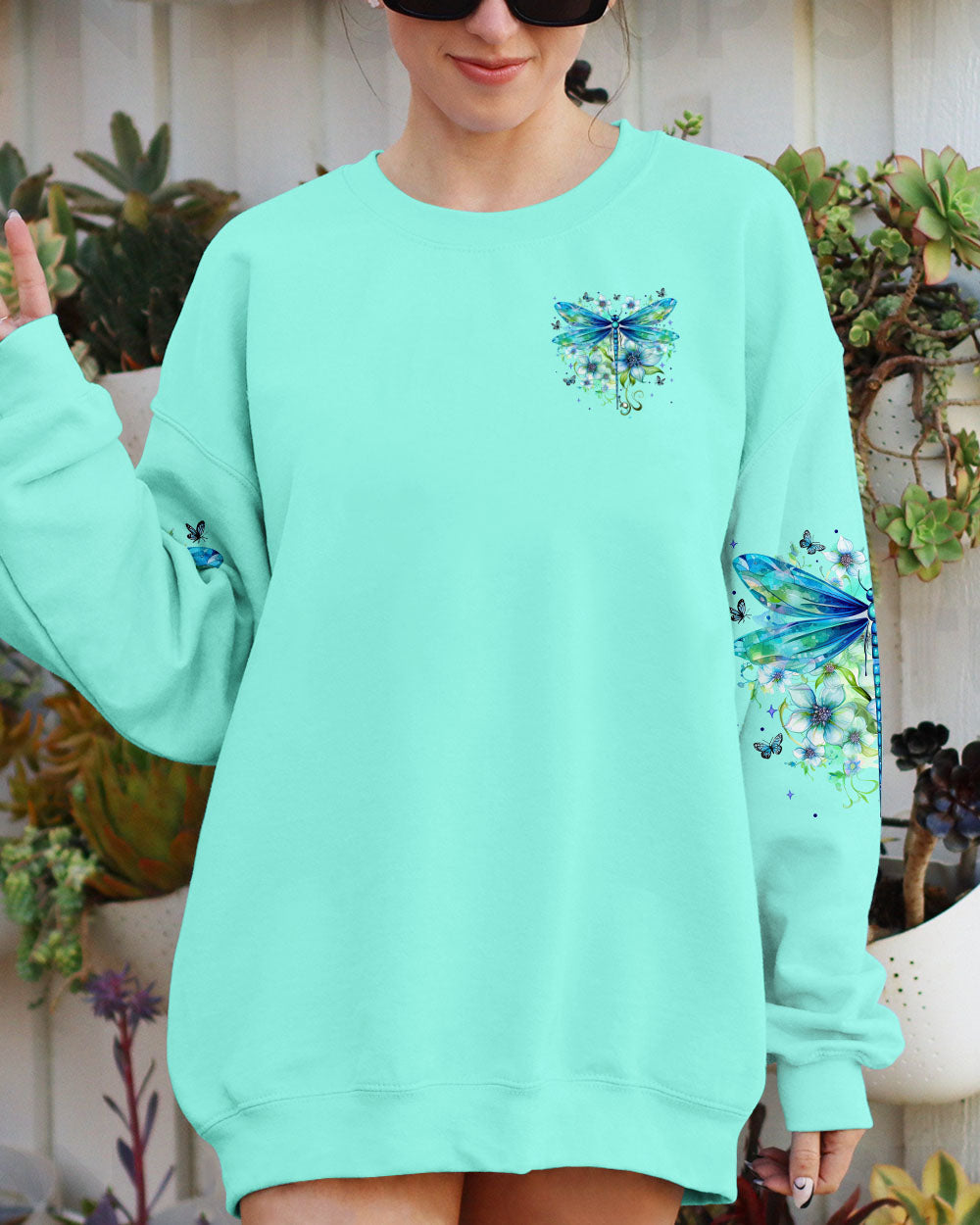 Just Breathe Everything Is Going to Be Okay Inspirational Dragonfly Floral AOP Shirts _8_ piuCt