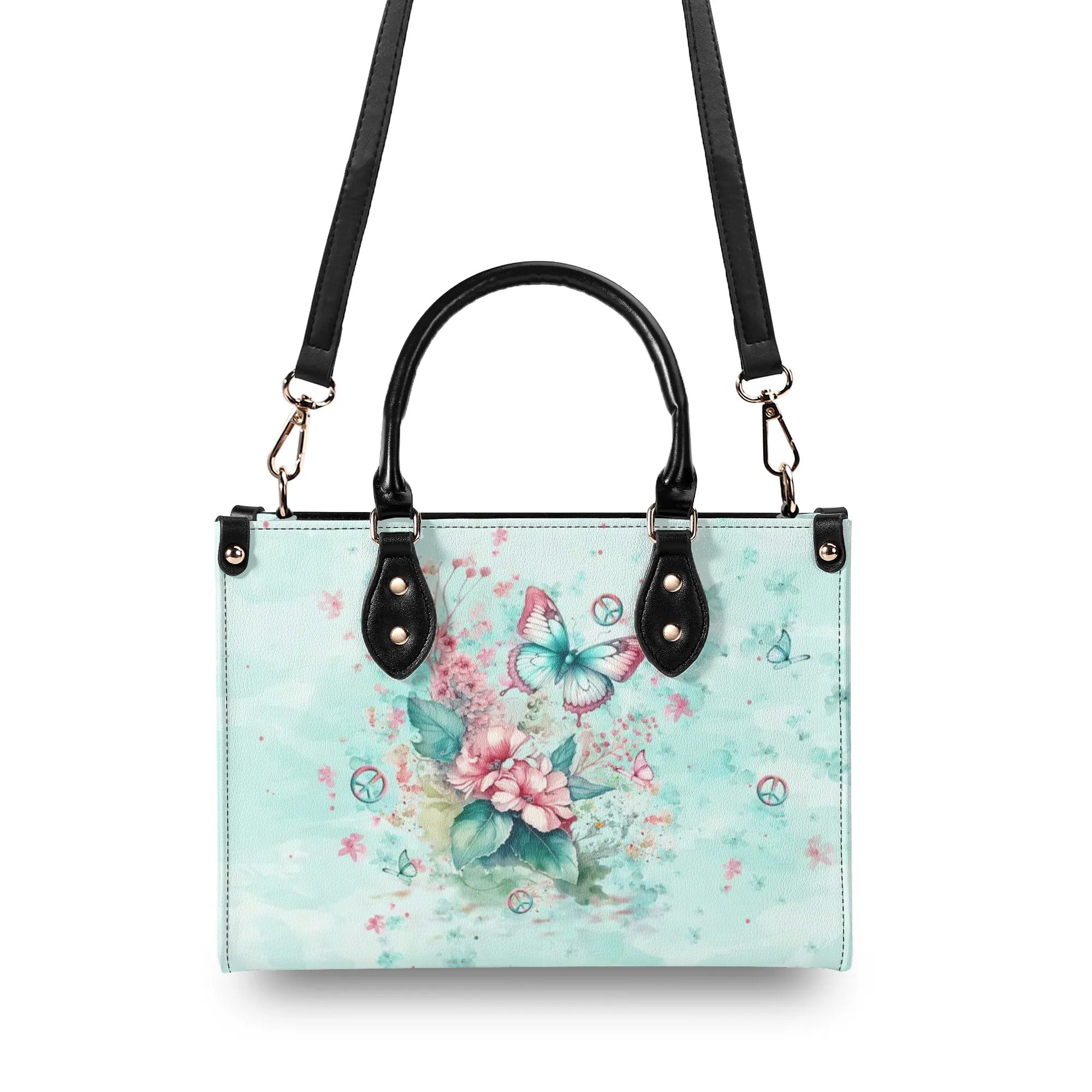 Just Breathe Everything Is Going to Be Okay Mint Green Butterfly Floral Hippie Leather Bag _4_ YPoy7