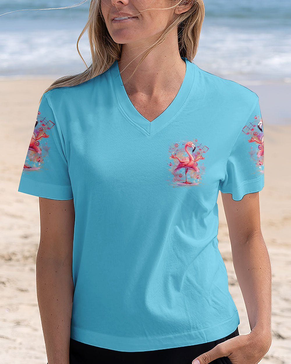 Just Breathe Everything Is Going to Be Okay Motivational Peaceful Flamingo AOP Shirts _2_ c4iT4