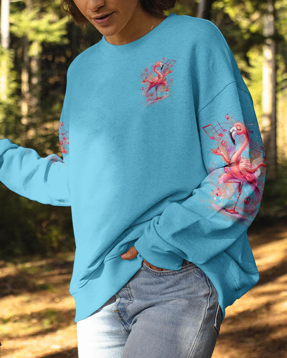 Just Breathe Everything Is Going to Be Okay Motivational Peaceful Flamingo AOP Shirts _6_ KGeZf