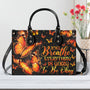 Just Breathe Everything Is Going to Be Okay Orange Butterfly Motivation Hippie Leather Bag _1_ 7EjCC