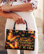 Just Breathe Everything Is Going to Be Okay Orange Butterfly Motivation Hippie Leather Bag _8_ DiJT9