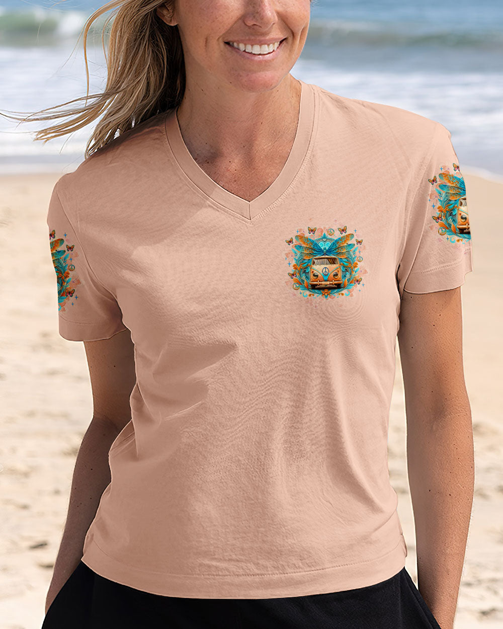 Just Breathe Everything Is Going to Be Okay Peace Van and Butterflies AOP Shirts _12_ fwsHa