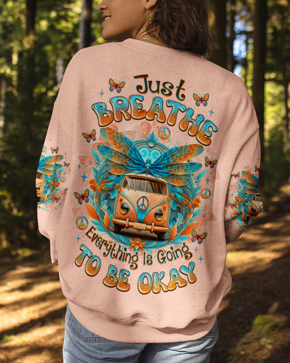 Just Breathe Everything Is Going to Be Okay Peace Van and Butterflies AOP Shirts _3_ siPrx