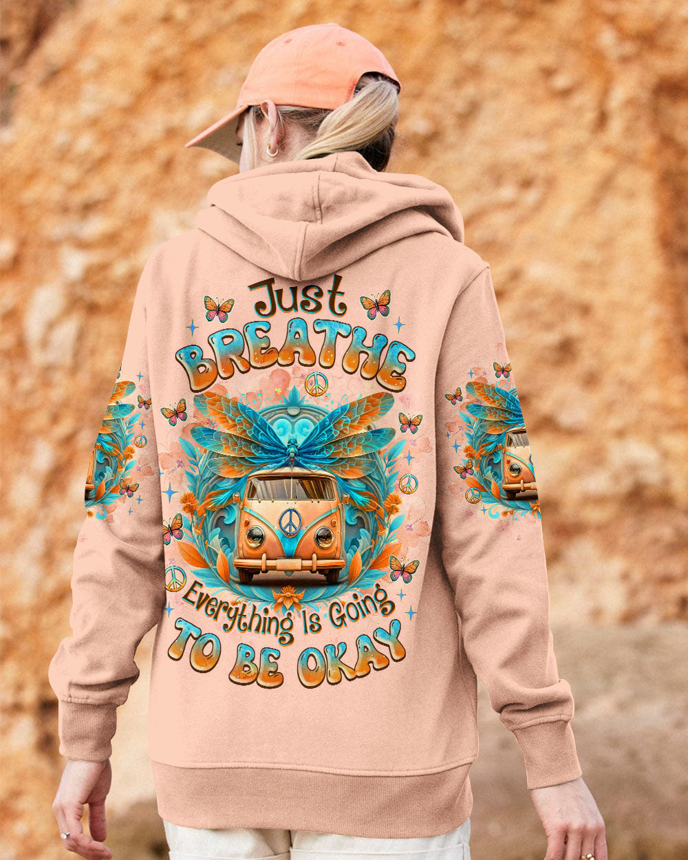 Just Breathe Everything Is Going to Be Okay Peace Van and Butterflies AOP Shirts _9_ K2rSN