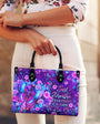 Just Breathe Everything Is Going to Be Okay Purple Butterfly with Flower Leather Bag _11_ 6TJNx
