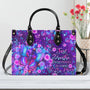 Just Breathe Everything Is Going to Be Okay Purple Butterfly with Flower Leather Bag _1_ NOCpe