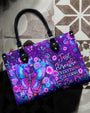 Just Breathe Everything Is Going to Be Okay Purple Butterfly with Flower Leather Bag _4_ 0Qk3p