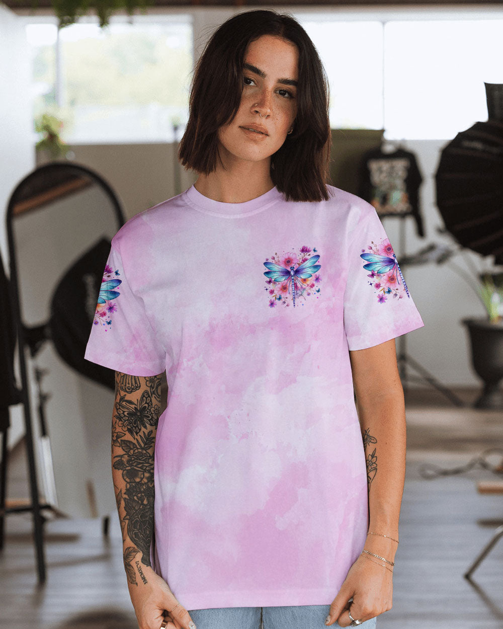 Just Breathe Everything Will Be Okay Tie Dye Dragonfly Inspirational AOP Shirts _14_ DeDt0