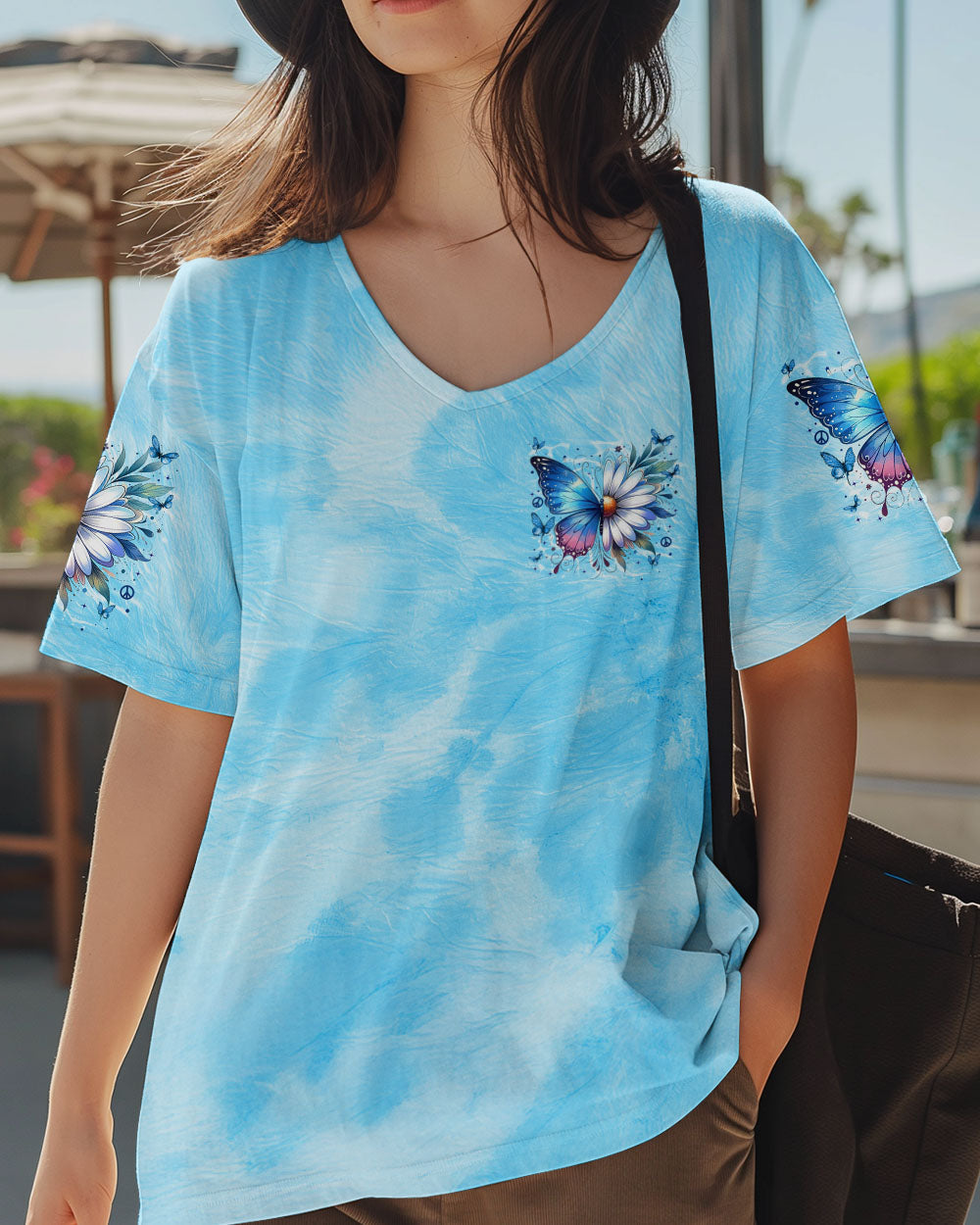 Just Breathe Everything is Going to Be Okay Blue Butterfly Daisy AOP Shirts _14_ Nmivt