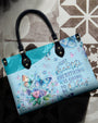 Just Breathe Everything is Going to Be Okay Blue Butterfly Floral Hippie Leather Bag _2_ D2gD0