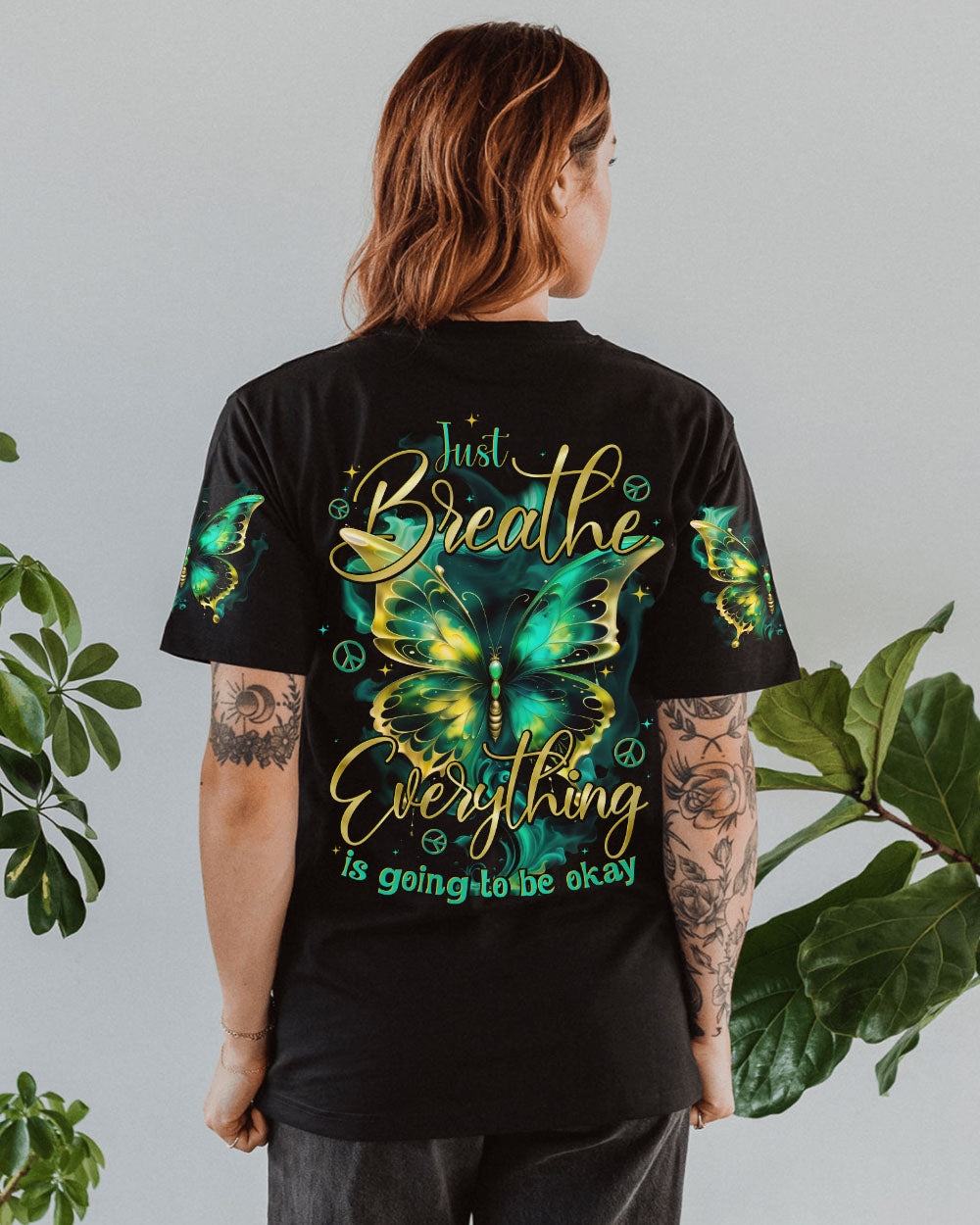 Just Breathe Everything is Going to Be Okay Glowing Butterfly AOP Shirts _1_ SIaKh