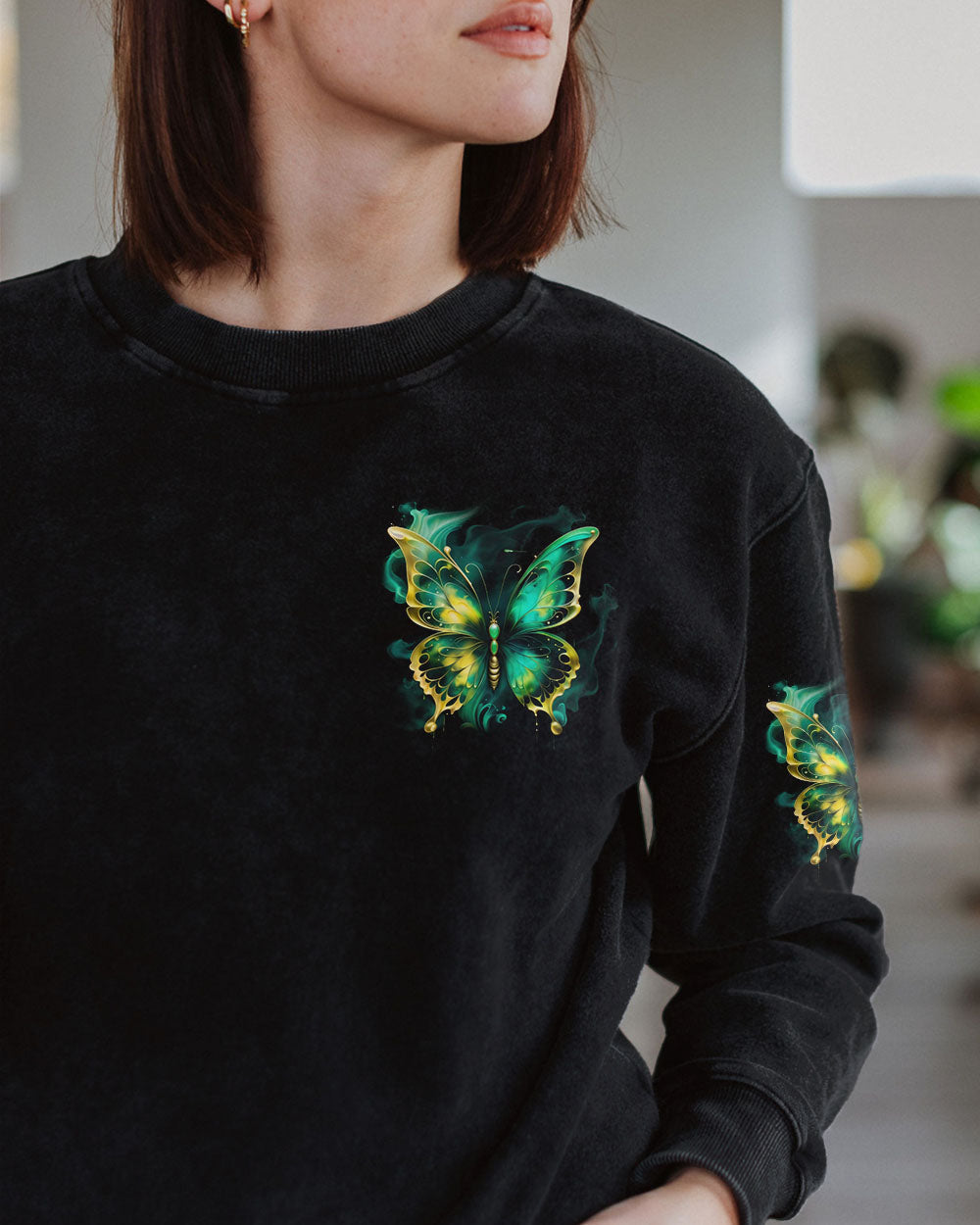 Just Breathe Everything is Going to Be Okay Glowing Butterfly AOP Shirts _6_ 2WZs8