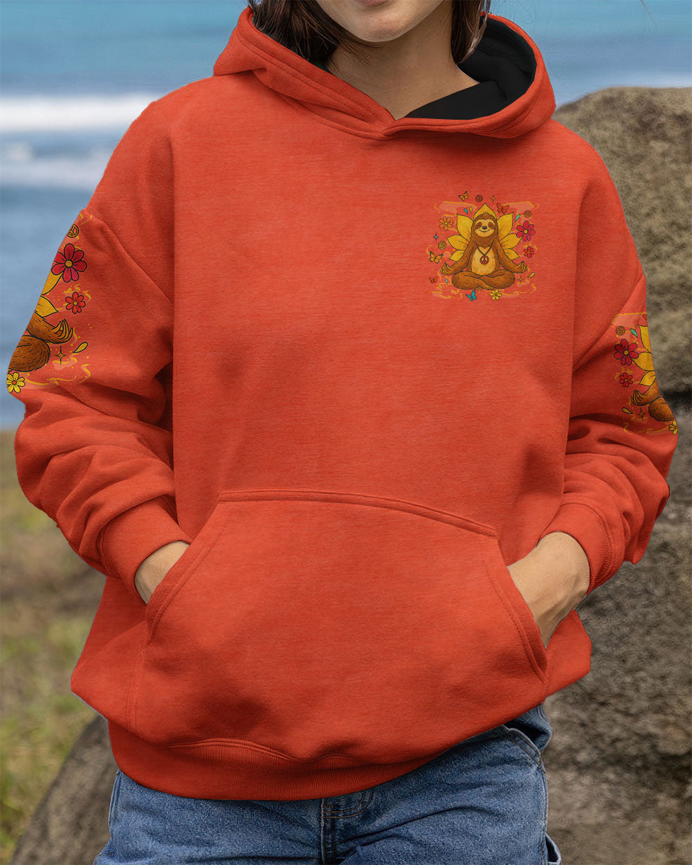 Just Breathe Everything is Going to Be Okay Peaceful Sloth Design with Flowers _26 Butterfly AOP Shirts _4_ hgnP0