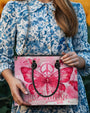 Just Breathe Watercolor Pink Butterfly Peace Symbol Hippie Leather Bag _7_ fDPAu