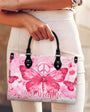 Just Breathe Watercolor Pink Butterfly Peace Symbol Hippie Leather Bag _8_ QvsB1