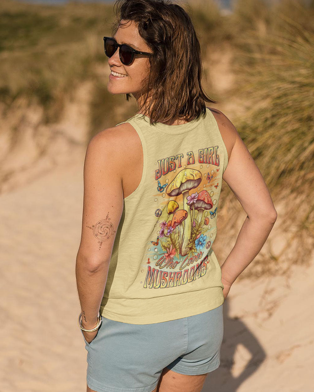Just a Girl Who Loves Mushrooms Cute Mushroom Nature Graphic for Women AOP Shirts _7_ xLnKH