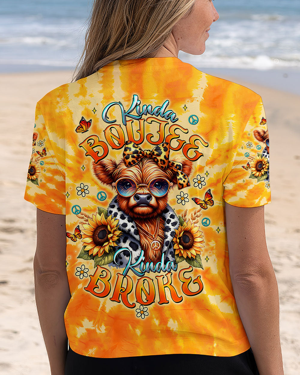 Kinda Boujee Kinda Broke Adorable Cow in Sunglasses _26 Sunflower Design AOP Shirts _3_ N37hZ