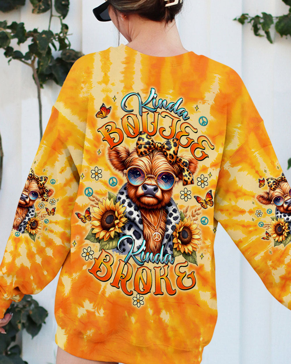 Kinda Boujee Kinda Broke Adorable Cow in Sunglasses _26 Sunflower Design AOP Shirts _7_ MDplq