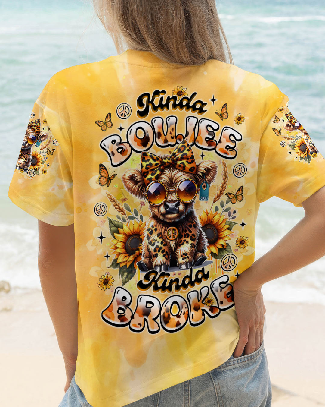 Kinda Boujee Kinda Broke Cute Cow with Sunglasses _26 Sunflower Design AOP Shirts _12_ ruDz9