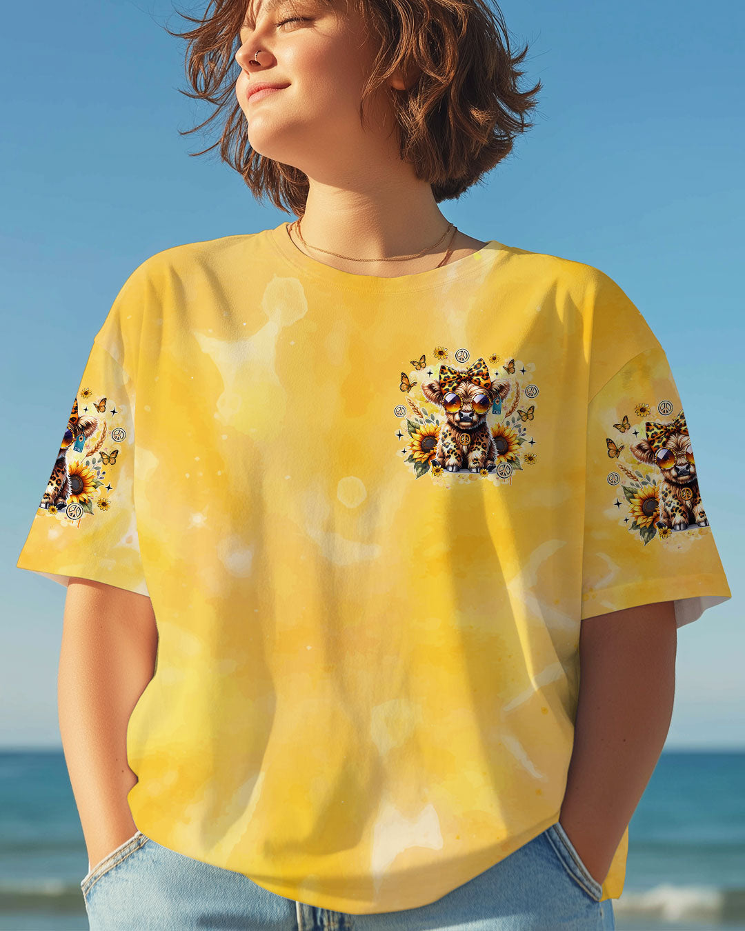 Kinda Boujee Kinda Broke Cute Cow with Sunglasses _26 Sunflower Design AOP Shirts _15_ wMzi8