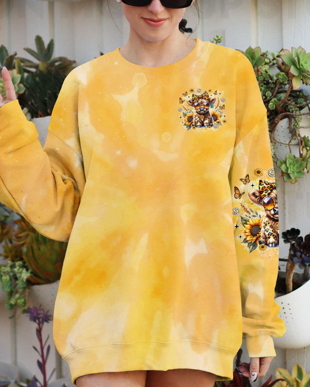 Kinda Boujee Kinda Broke Cute Cow with Sunglasses _26 Sunflower Design AOP Shirts _6_ lU4NM