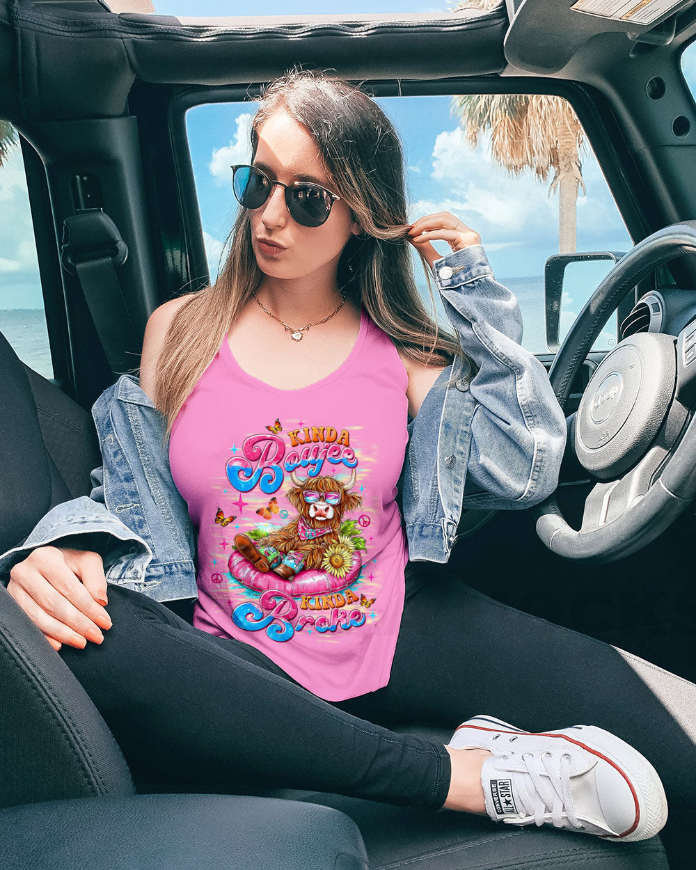 Kinda Boujee Kinda Broke Funny Cow Print with Retro Vibes and Floral Design AOP Shirts _5_ 1xwwk