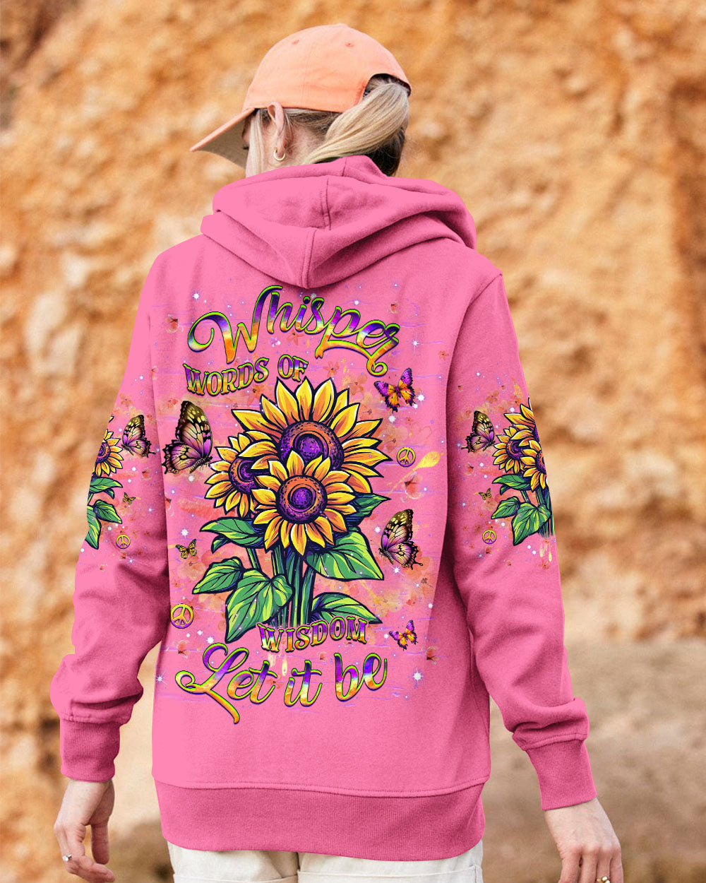 Let It Be Whisper Words of Wisdom Hippie Sunflower Graphic for Women AOP Shirts _11_ VfaHT