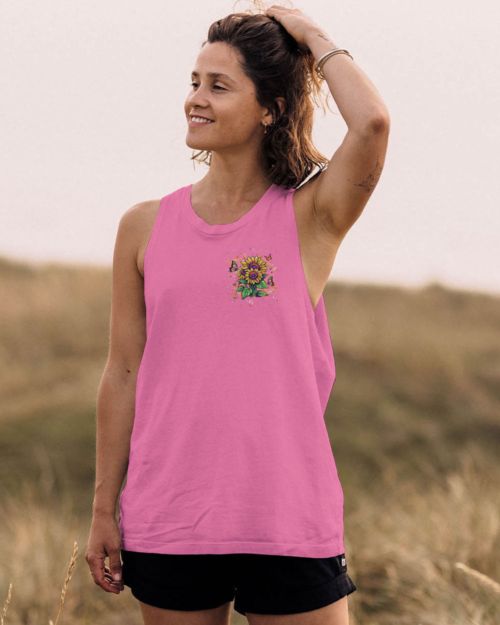 Let It Be Whisper Words of Wisdom Hippie Sunflower Graphic for Women AOP Shirts _13_ URaKI
