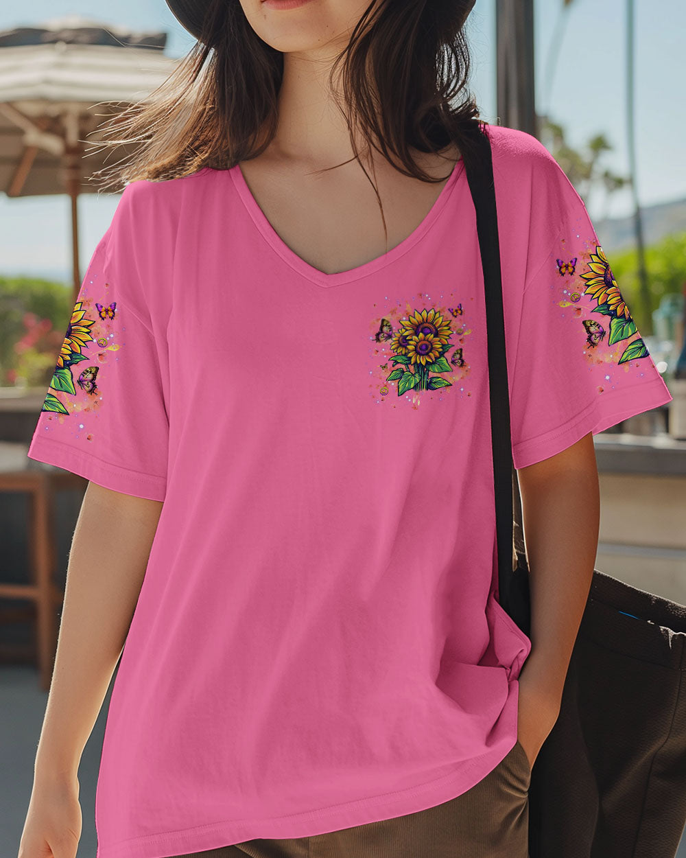 Let It Be Whisper Words of Wisdom Hippie Sunflower Graphic for Women AOP Shirts _4_ xEdPI
