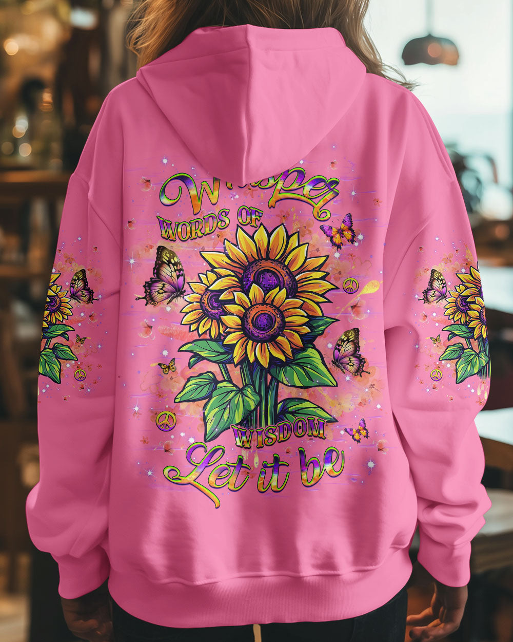 Let It Be Whisper Words of Wisdom Hippie Sunflower Graphic for Women AOP Shirts _7_ ZgT7e