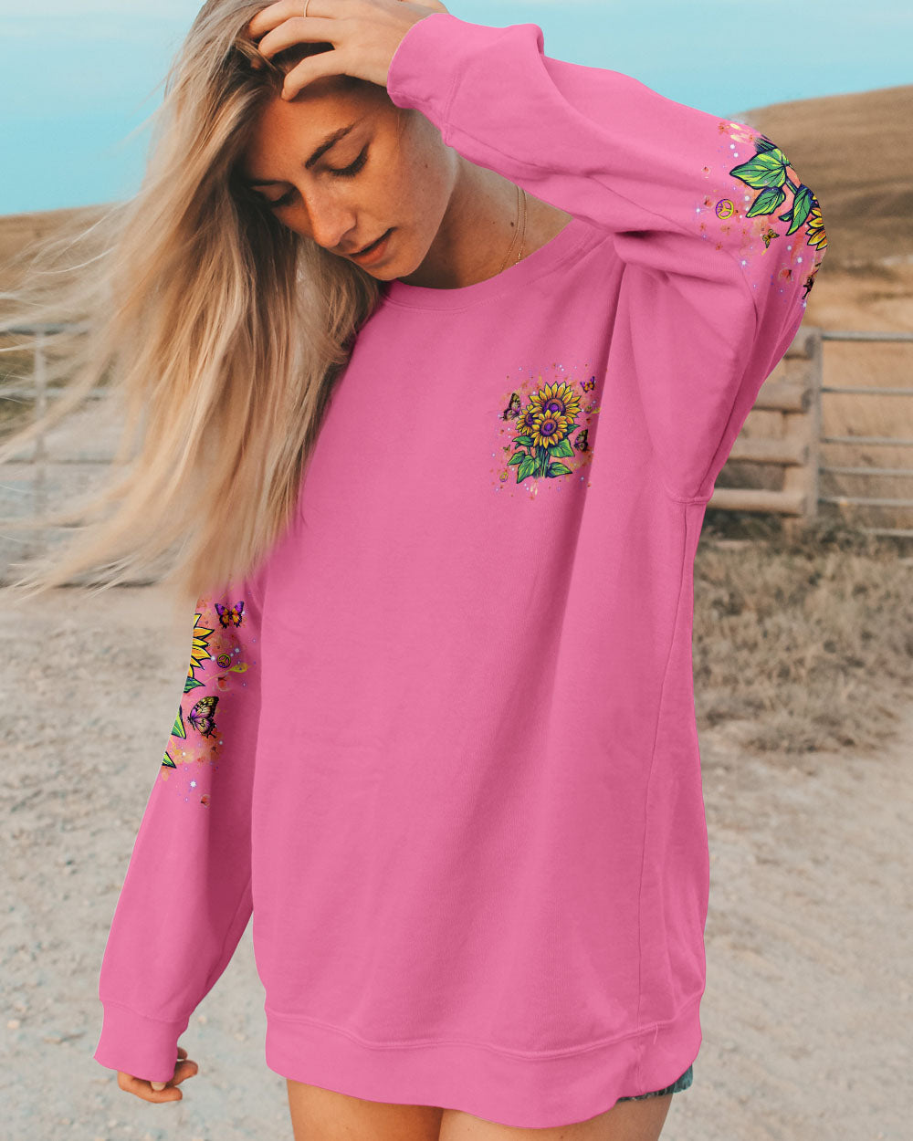 Let It Be Whisper Words of Wisdom Hippie Sunflower Graphic for Women AOP Shirts _8_ 6GdX1