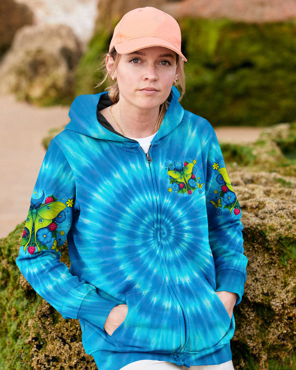 Let It Be Whisper Words of Wisdom Luna Moth Tie Dye Design for Women AOP Shirts _11_ XILes