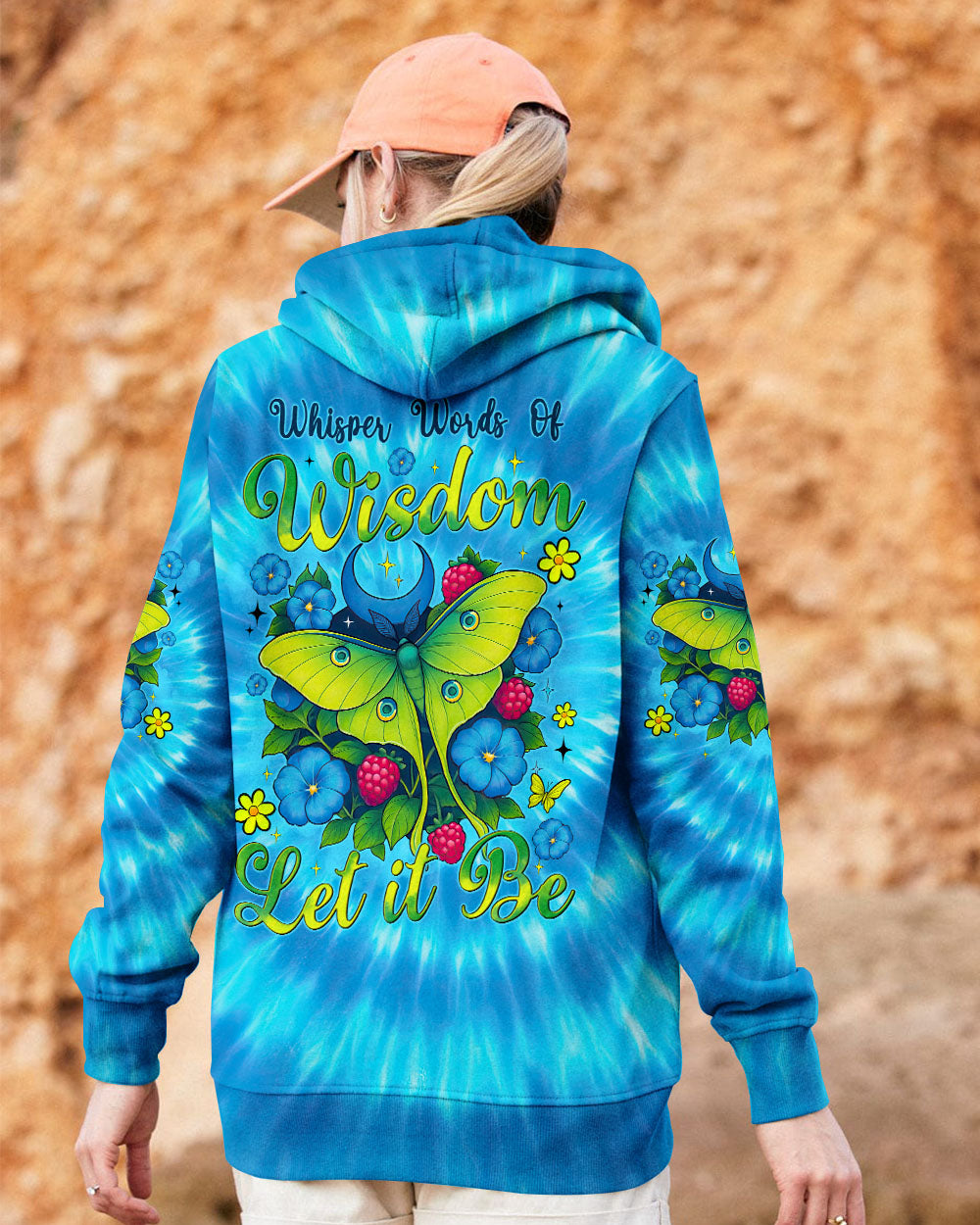 Let It Be Whisper Words of Wisdom Luna Moth Tie Dye Design for Women AOP Shirts _2_ iPkVR