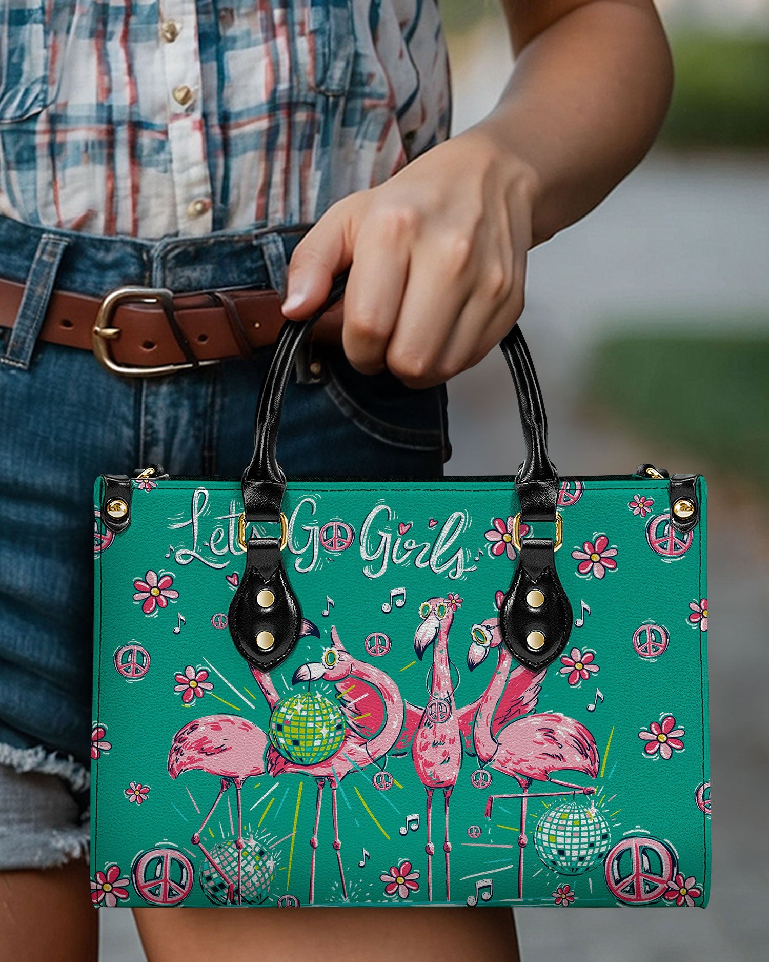 Let_E2_80_99s Go Girls Disco Flamingo Hippie Leather Bag Gift for Women _12_ Z9TVF
