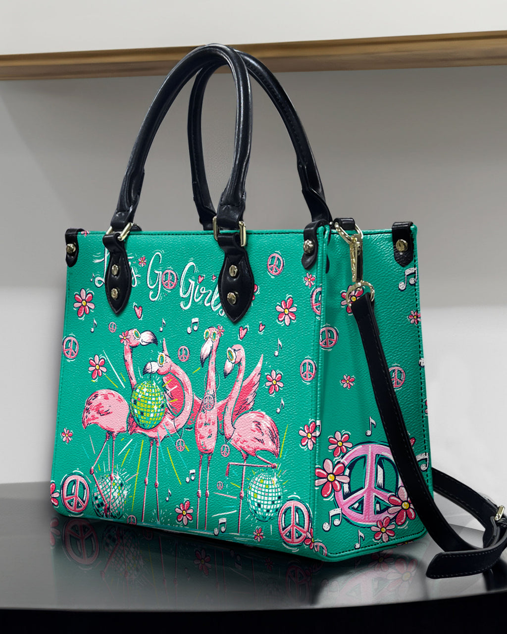 Let_E2_80_99s Go Girls Disco Flamingo Hippie Leather Bag Gift for Women _1_ F9XSS