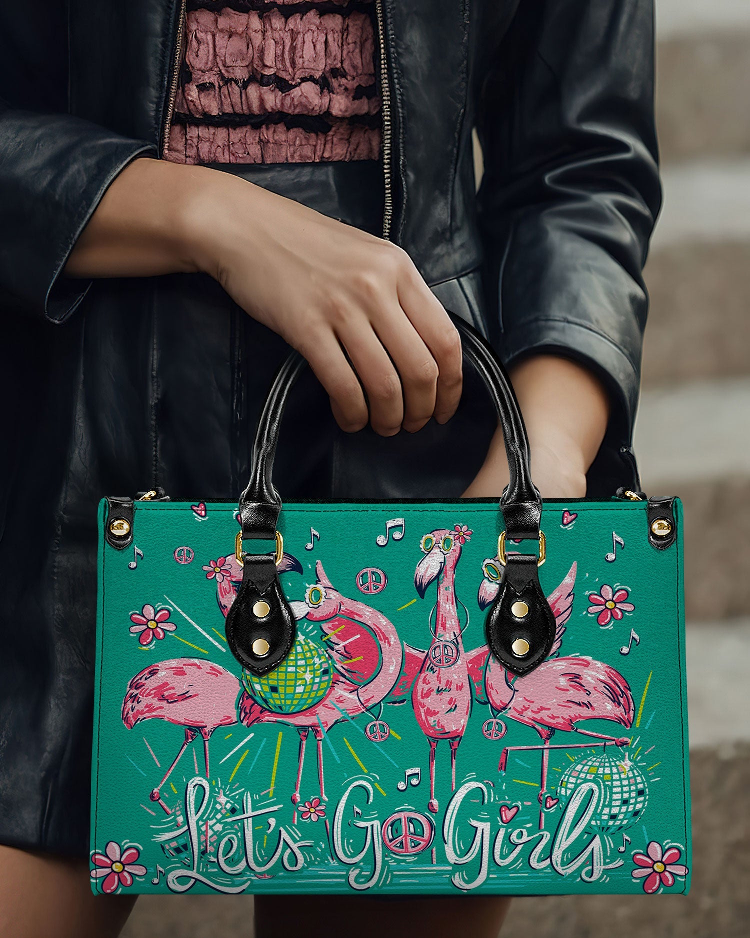 Let_E2_80_99s Go Girls Disco Flamingo Hippie Leather Bag Gift for Women _2_ SsUn1