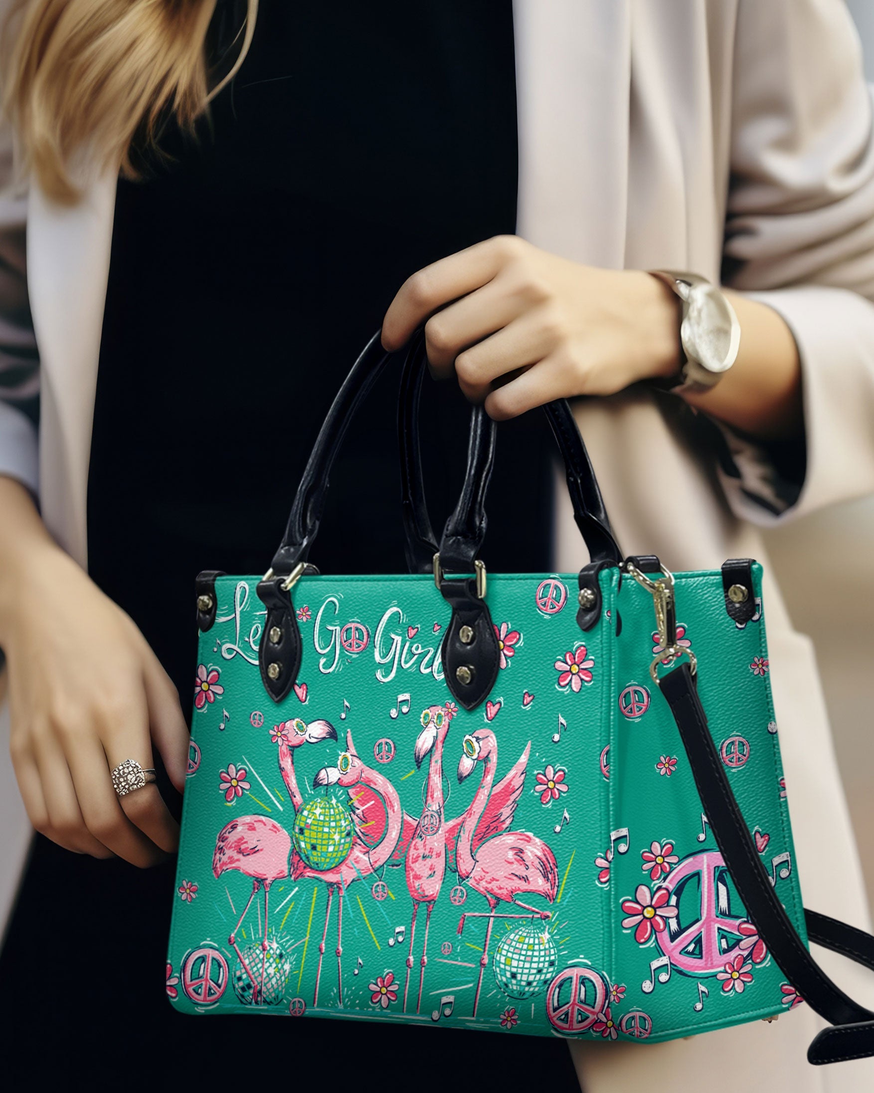 Let_E2_80_99s Go Girls Disco Flamingo Hippie Leather Bag Gift for Women _5_ 6OClR