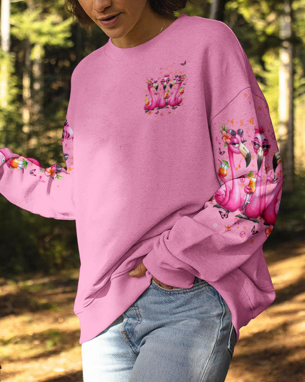 Let_E2_80_99s Go Girls Flamingo Pink Flamingo Cocktail Summer Beach Tee for Women AOP Shirts _8_ tl1KL