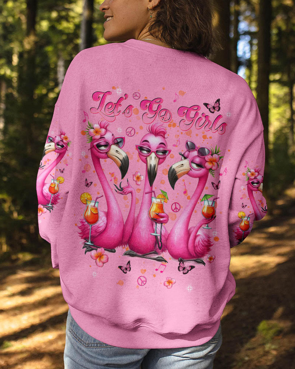 Let_E2_80_99s Go Girls Flamingo Pink Flamingo Cocktail Summer Beach Tee for Women AOP Shirts _9_ Tapym