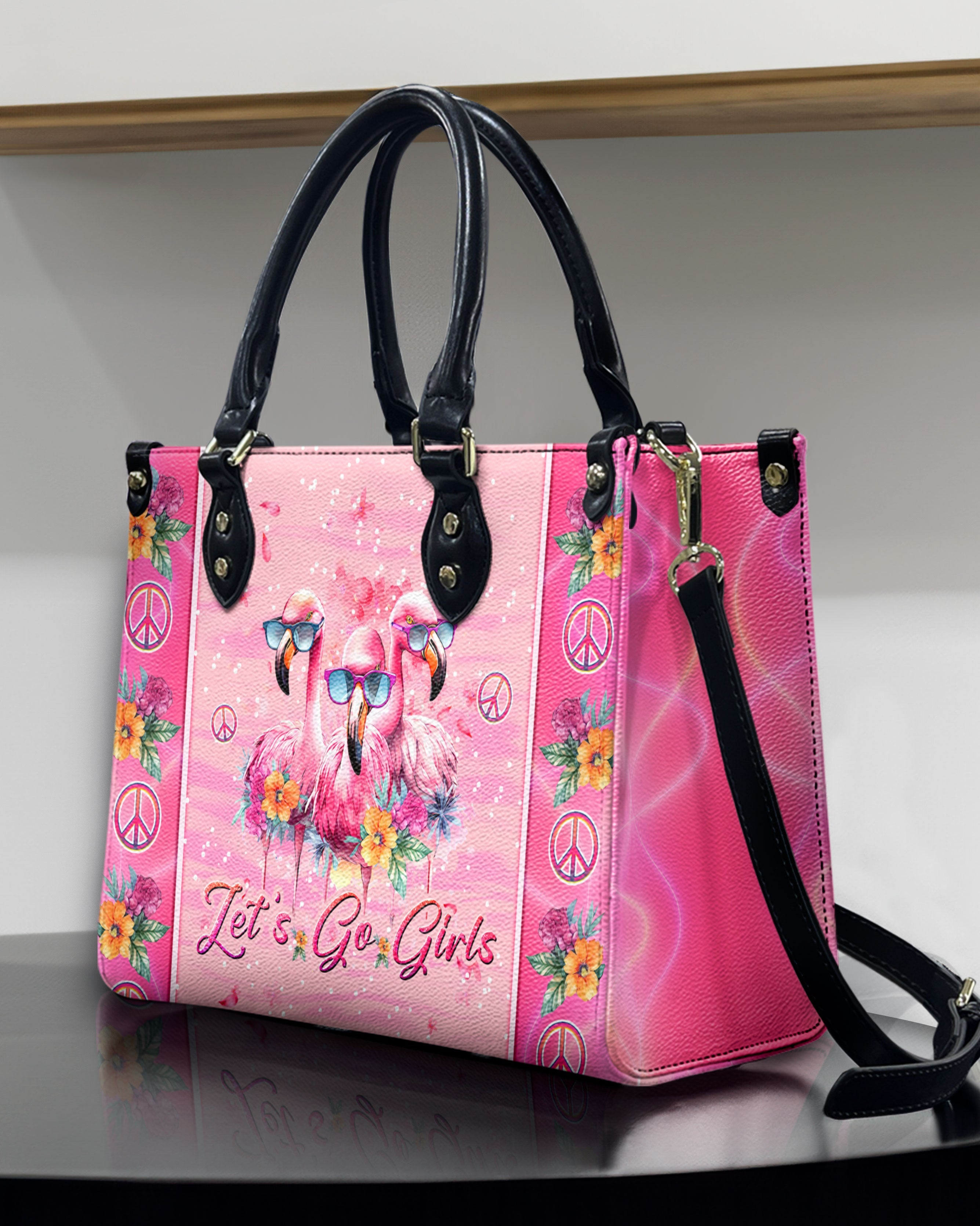 Let_E2_80_99s Go Girls Tropical Pink Flamingo Hippie Leather Bag Gift for Women _2_ AxE2f