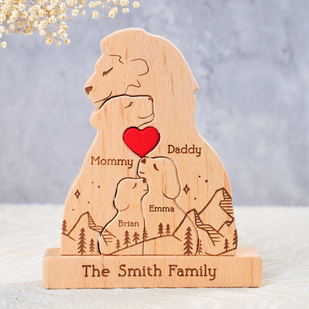 Lion Family - Personalized Wooden Puzzle - Gift For Family CT01
