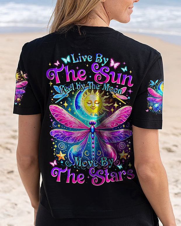 Live by the Sun Feel by the Moon Move by the Stars - Spiritual Dragonfly - AOP Shirts