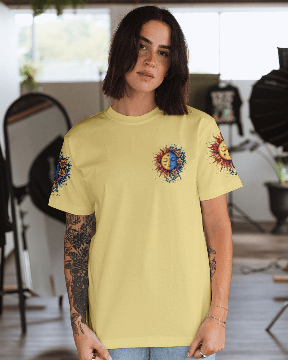 Live by the Sun Feel by the Moon Move by the Stars Sun Moon Stars Graphic AOP Shirts _7_ xeZaO