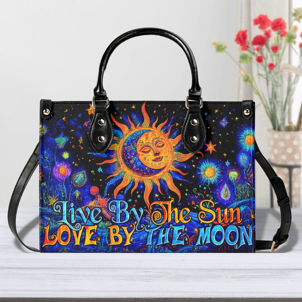 Live by the Sun, Love by the Moon - Boho Celestial Sun & Moon - Hippie Leather Bag
