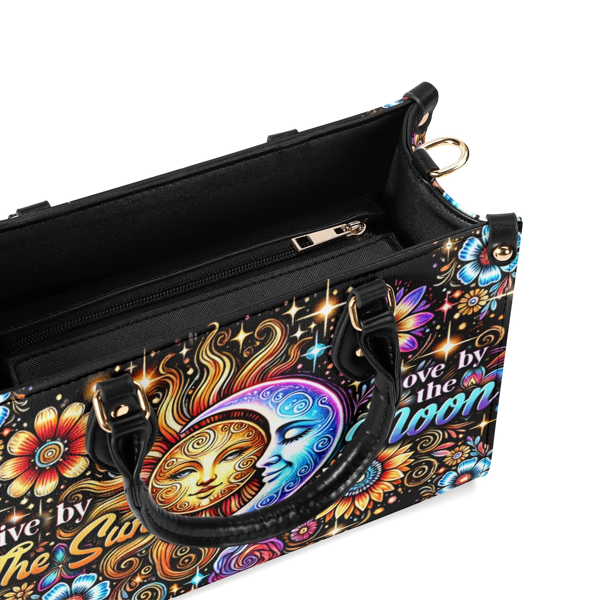Live by the Sun Love by the Moon Celestial Floral Inspirational Hippie Leather Bag _10_ OOvQx