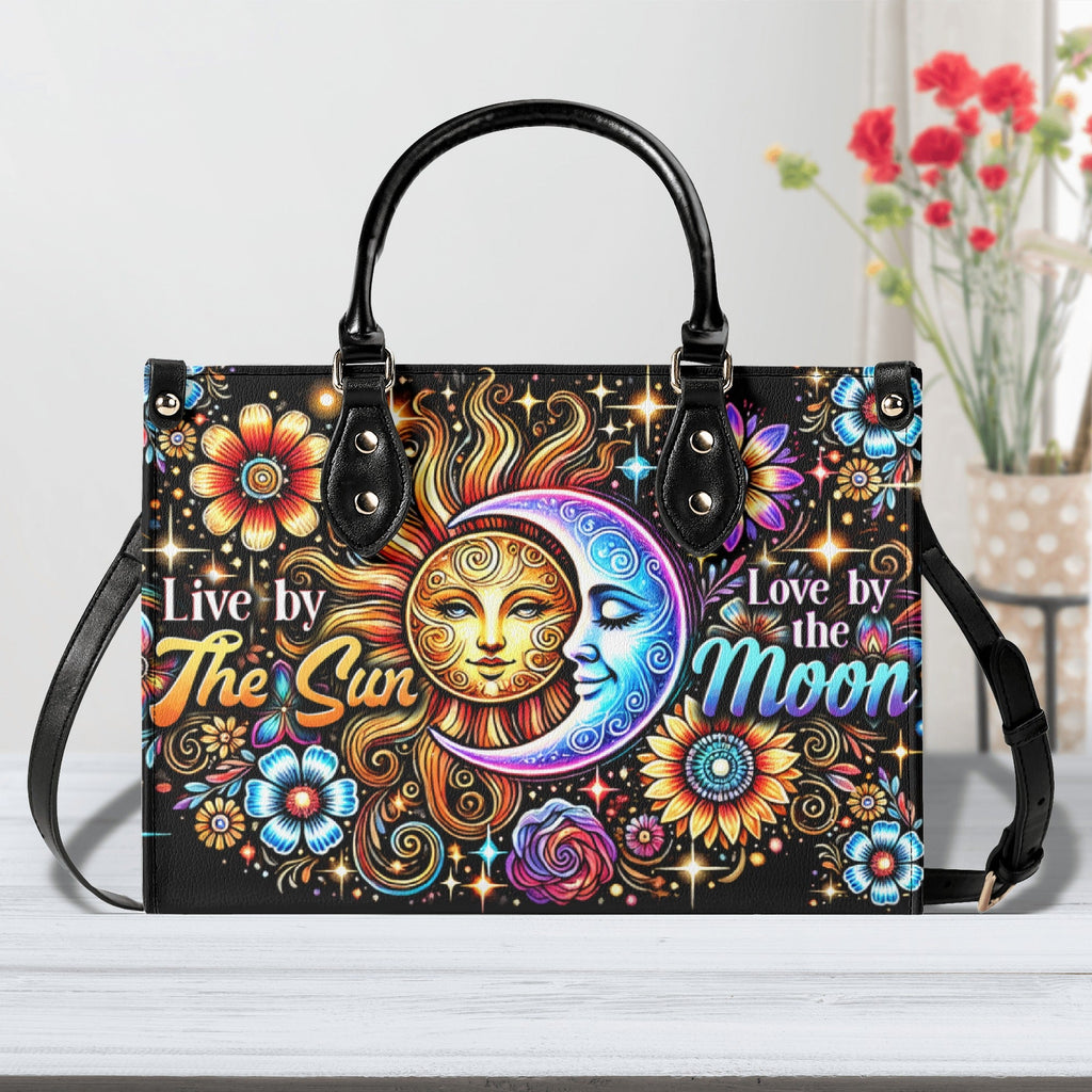 Live by the Sun Love by the Moon Celestial Floral Inspirational Hippie Leather Bag _1_ hjT7A
