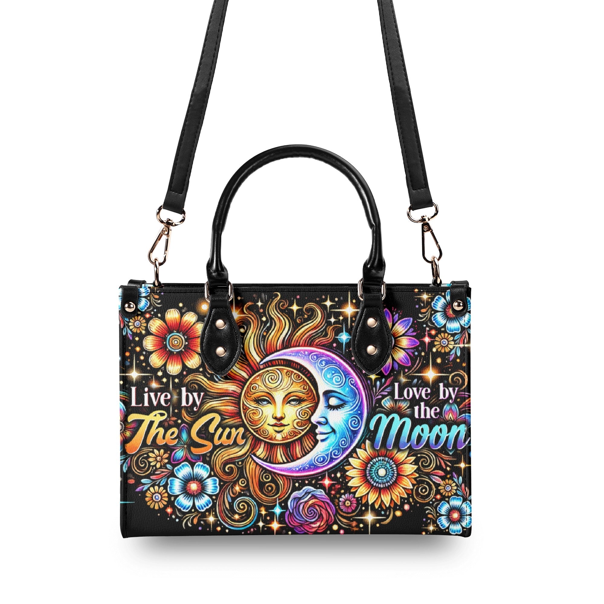 Live by the Sun Love by the Moon Celestial Floral Inspirational Hippie Leather Bag _2_ 8GHVD